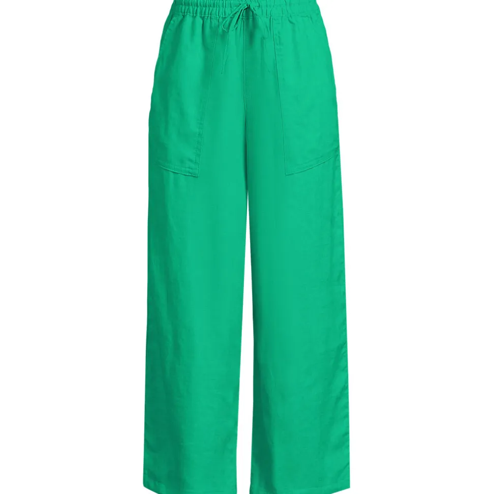 Weite 7/8-Leinenhose mit Dehnbund für Damen