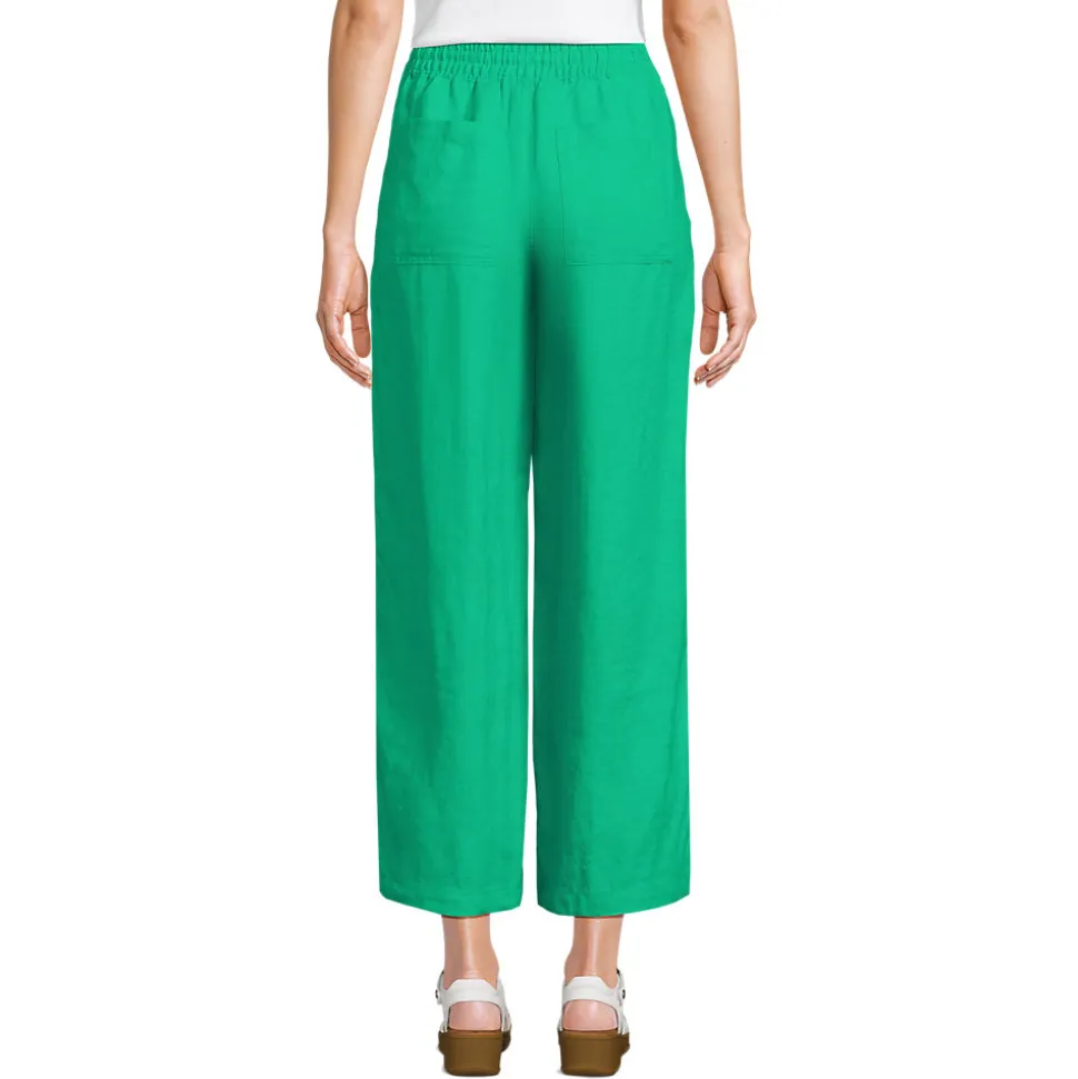 Weite 7/8-Leinenhose mit Dehnbund für Damen