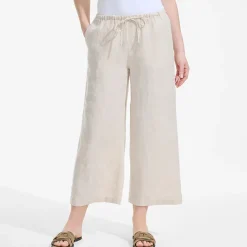 Weite Premium Reinleinen-Schlupfhose in 7/8-Länge für Damen