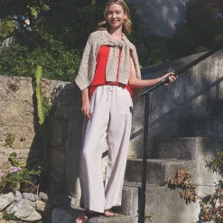Weite Premium Reinleinen-Schlupfhose für Damen