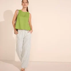 Weite Schlupfhose aus Leinenmix für Damen