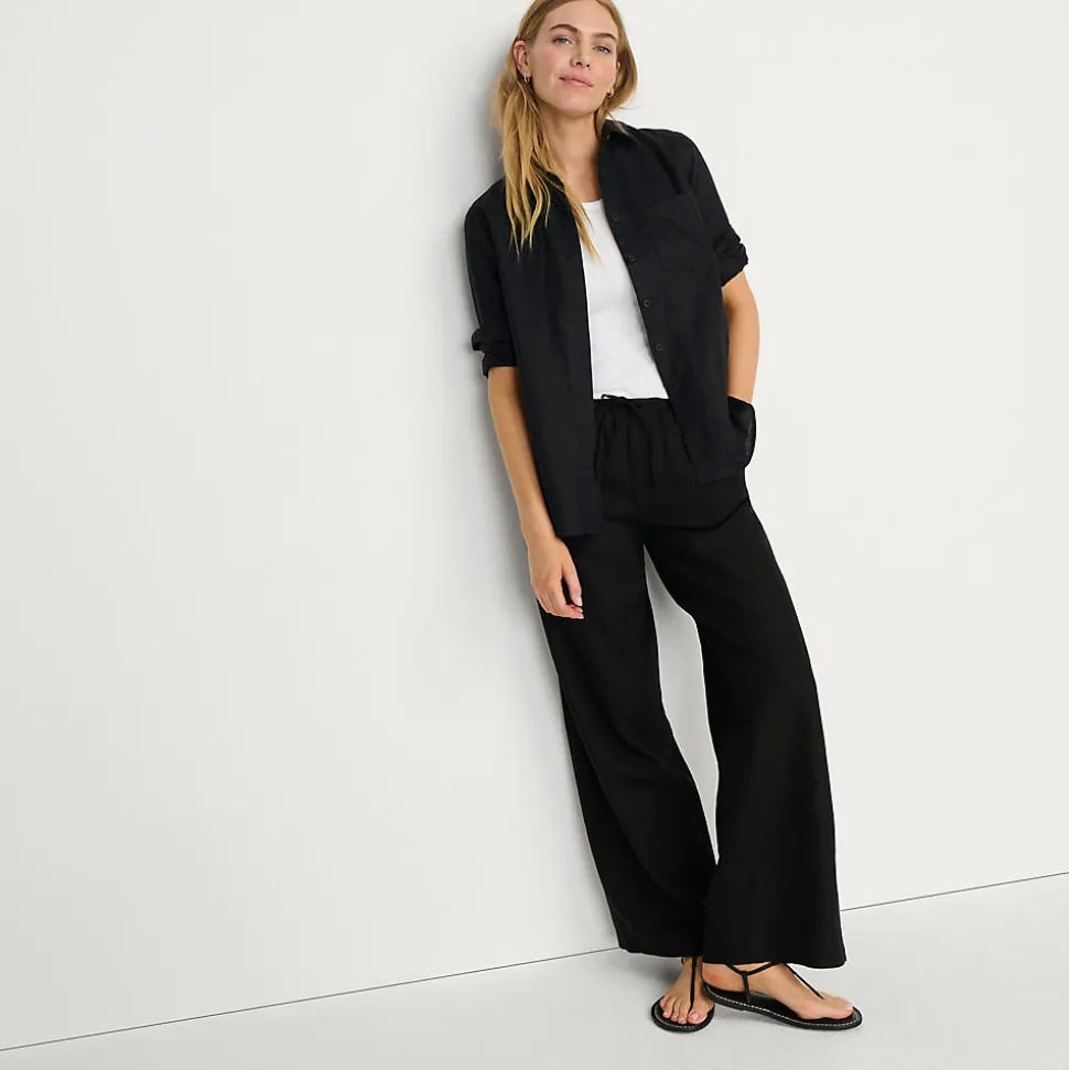 Weite Schlupfhose aus Leinenmix für Damen