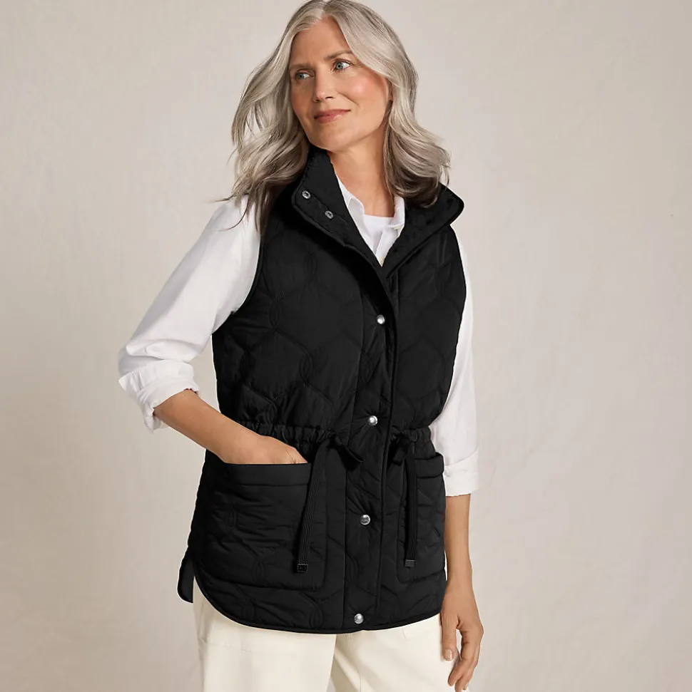 Wendbare, gesteppte Sherpa-Fleeceweste für Damen