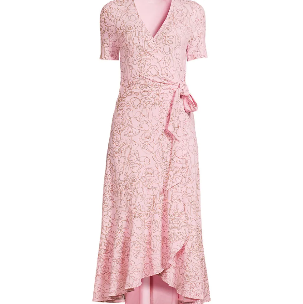 Wickelkleid aus Baumwoll/Modalmix mit kurzen Ärmeln für Damen