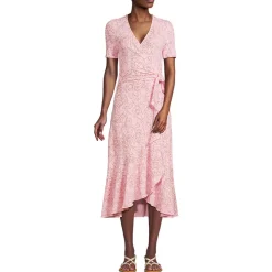 Wickelkleid aus Baumwoll/Modalmix mit kurzen Ärmeln für Damen