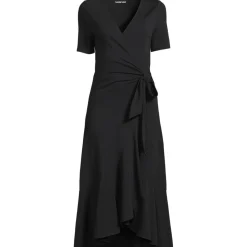 Wickelkleid aus Baumwoll/Modalmix mit kurzen Ärmeln für Damen