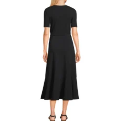 Wickelkleid aus Baumwoll/Modalmix mit kurzen Ärmeln für Damen