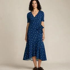 Wickelkleid aus Baumwoll/Modalmix mit kurzen Ärmeln für Damen