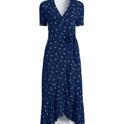 Wickelkleid aus Baumwoll/Modalmix mit kurzen Ärmeln für Damen