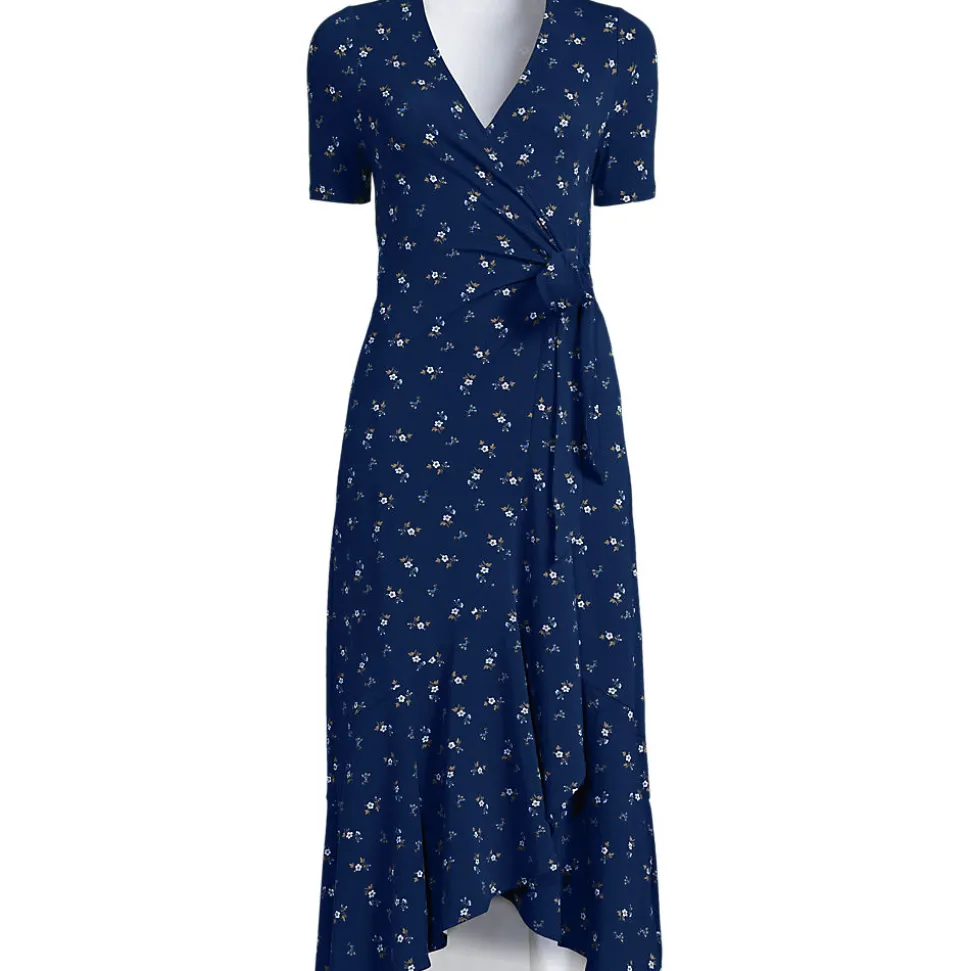 Wickelkleid aus Baumwoll/Modalmix mit kurzen Ärmeln für Damen