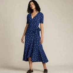 Wickelkleid aus Baumwoll/Modalmix mit kurzen Ärmeln für Damen