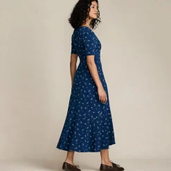 Wickelkleid aus Baumwoll/Modalmix mit kurzen Ärmeln für Damen