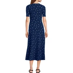 Wickelkleid aus Baumwoll/Modalmix mit kurzen Ärmeln für Damen