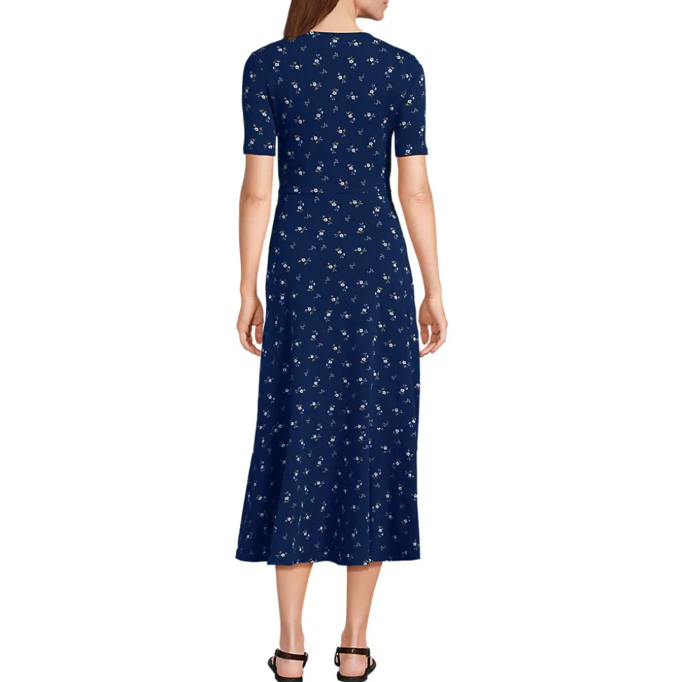 Wickelkleid aus Baumwoll/Modalmix mit kurzen Ärmeln für Damen