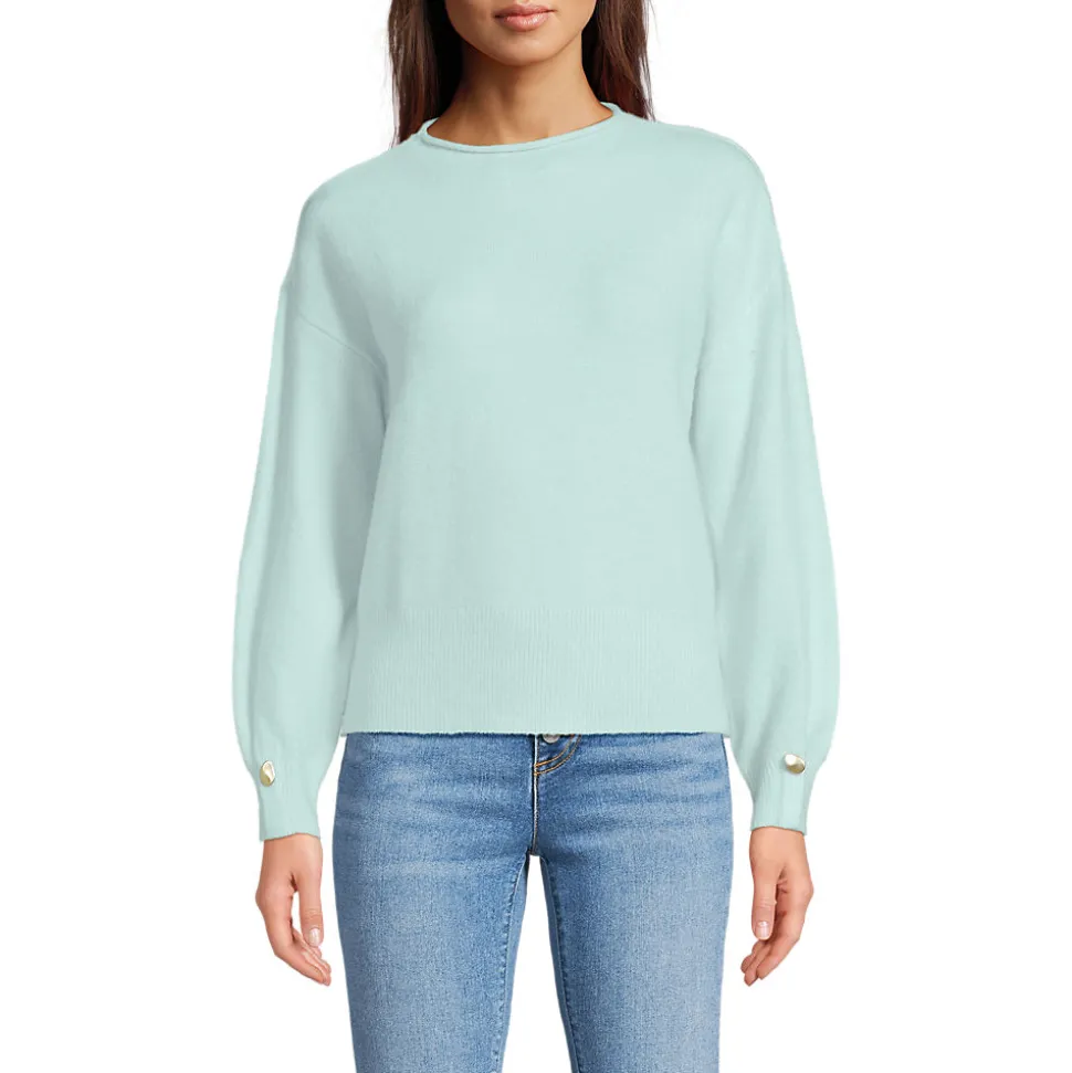 Wool Touch Pullover mit gerolltem Ausschnitt für Damen
