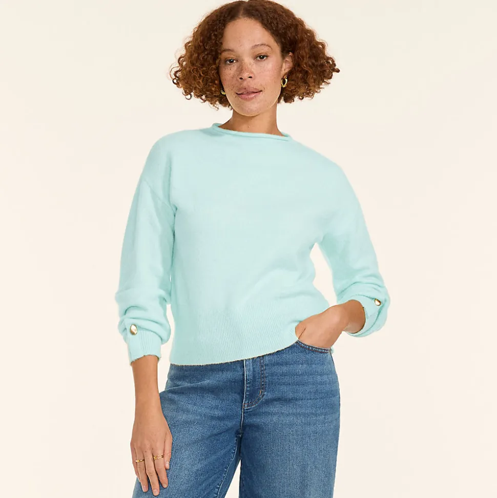 Wool Touch Pullover mit gerolltem Ausschnitt für Damen