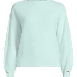Wool Touch Pullover mit gerolltem Ausschnitt für Damen