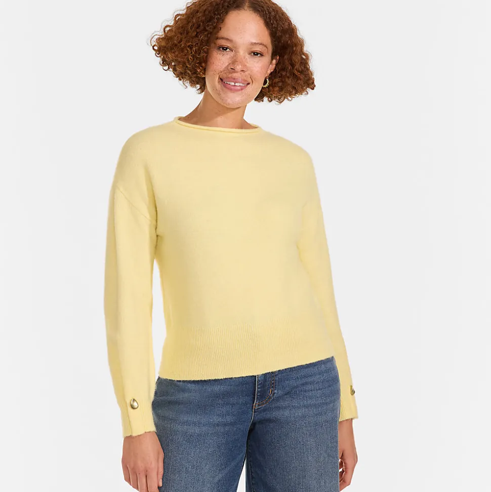 Wool Touch Pullover mit gerolltem Ausschnitt für Damen