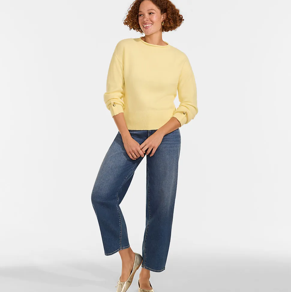 Wool Touch Pullover mit gerolltem Ausschnitt für Damen
