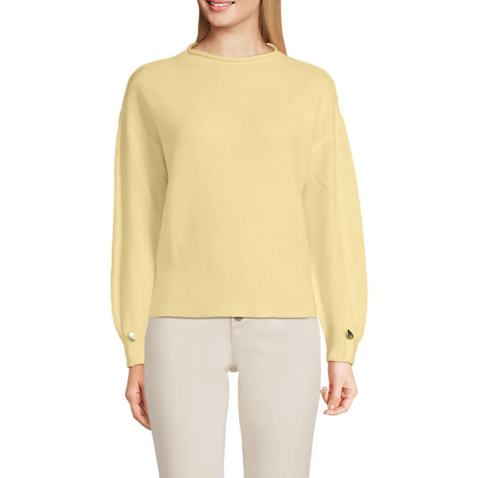 Wool Touch Pullover mit gerolltem Ausschnitt für Damen