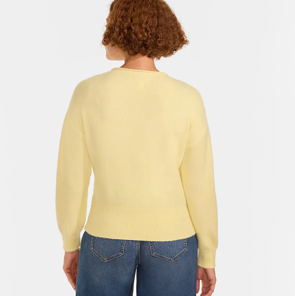 Wool Touch Pullover mit gerolltem Ausschnitt für Damen