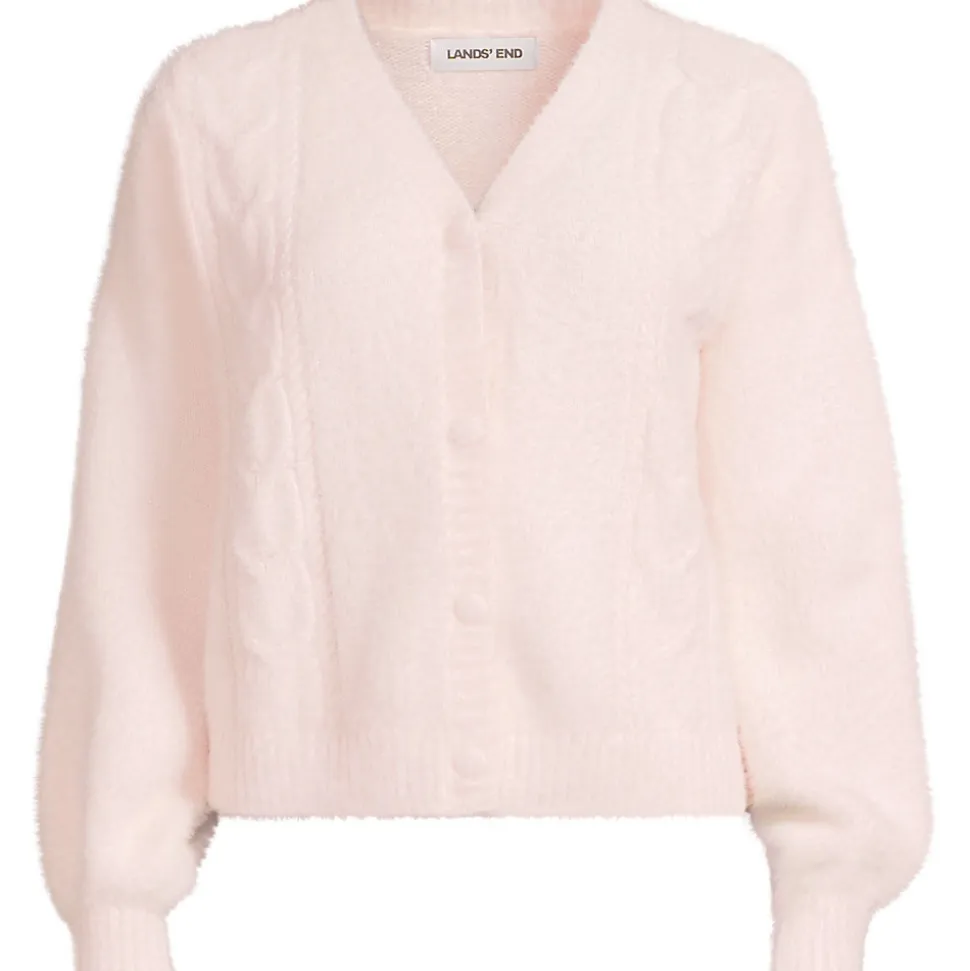 Zopfmuster-Cardigan aus Wimperngarn für Damen