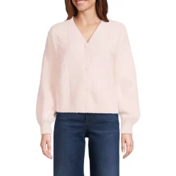 Zopfmuster-Cardigan aus Wimperngarn für Damen