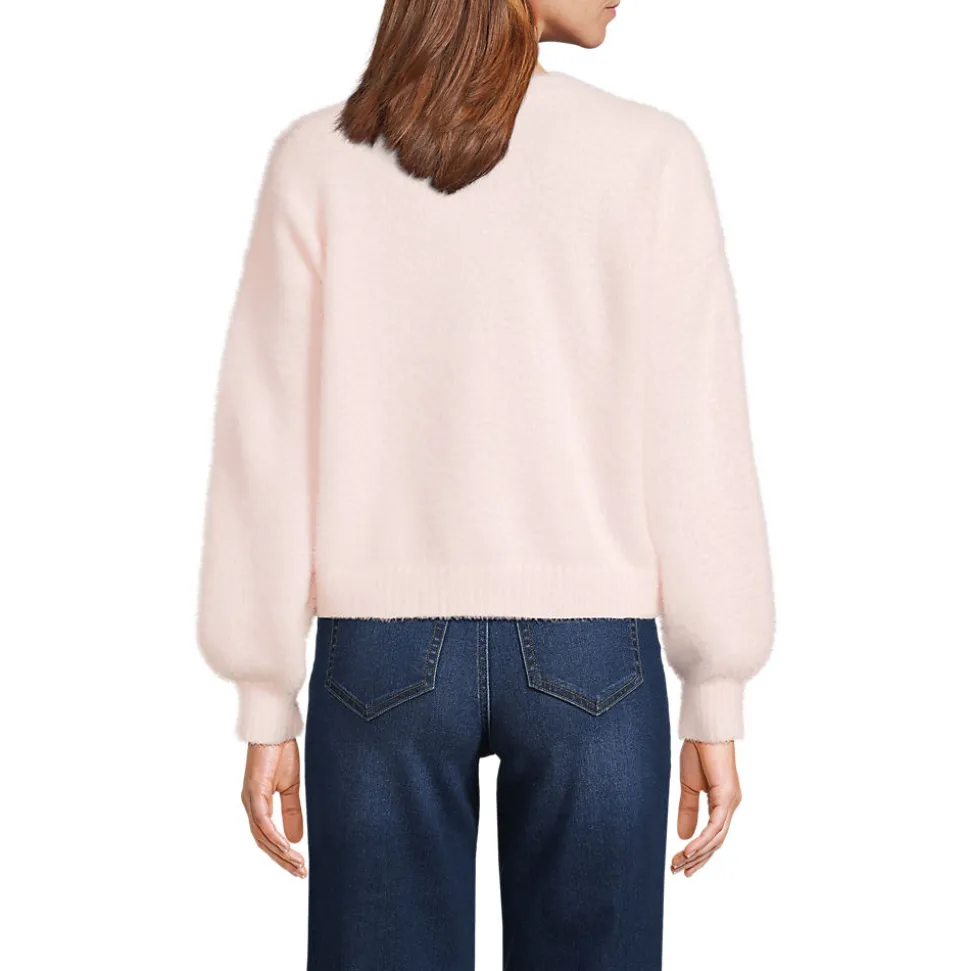 Zopfmuster-Cardigan aus Wimperngarn für Damen