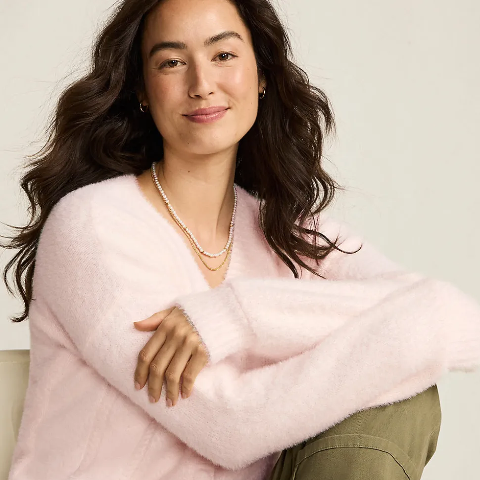 Zopfmuster-Cardigan aus Wimperngarn für Damen