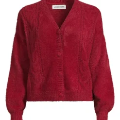 Zopfmuster-Cardigan aus Wimperngarn für Damen