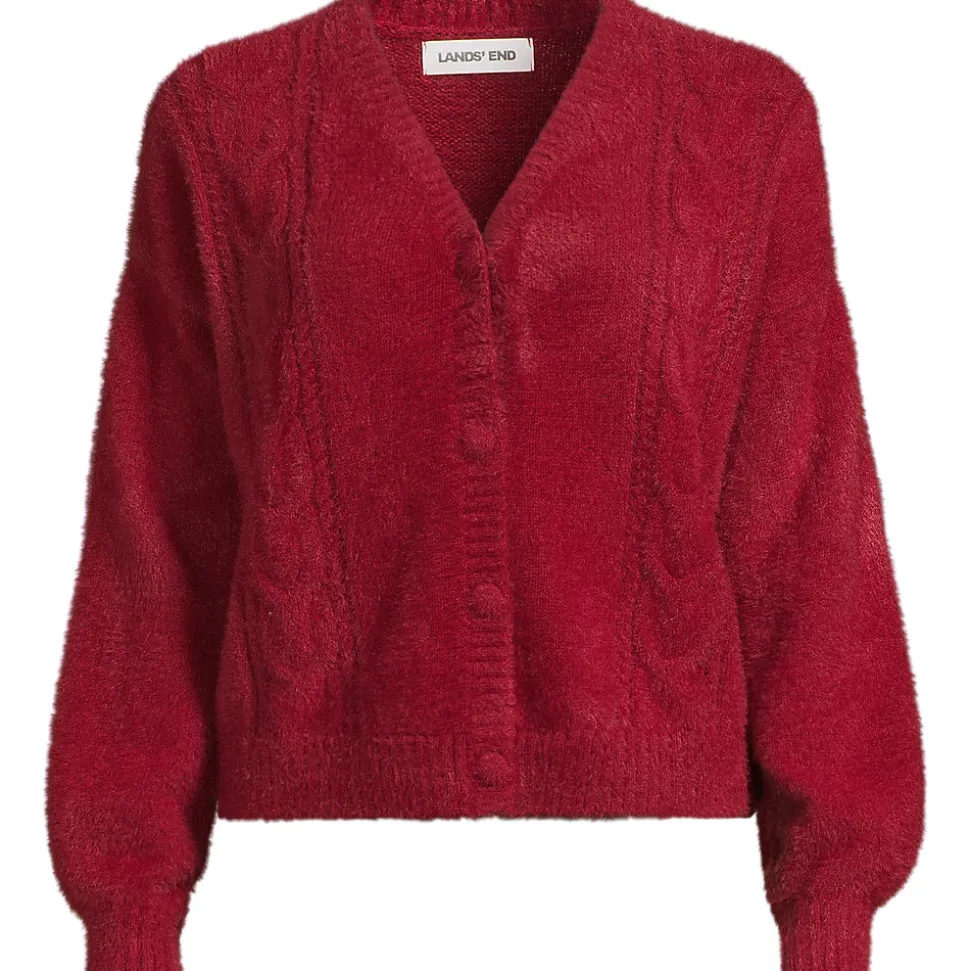 Zopfmuster-Cardigan aus Wimperngarn für Damen