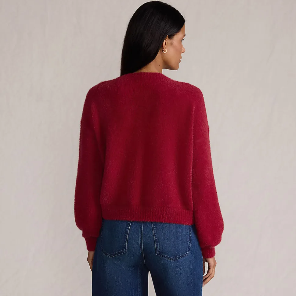 Zopfmuster-Cardigan aus Wimperngarn für Damen
