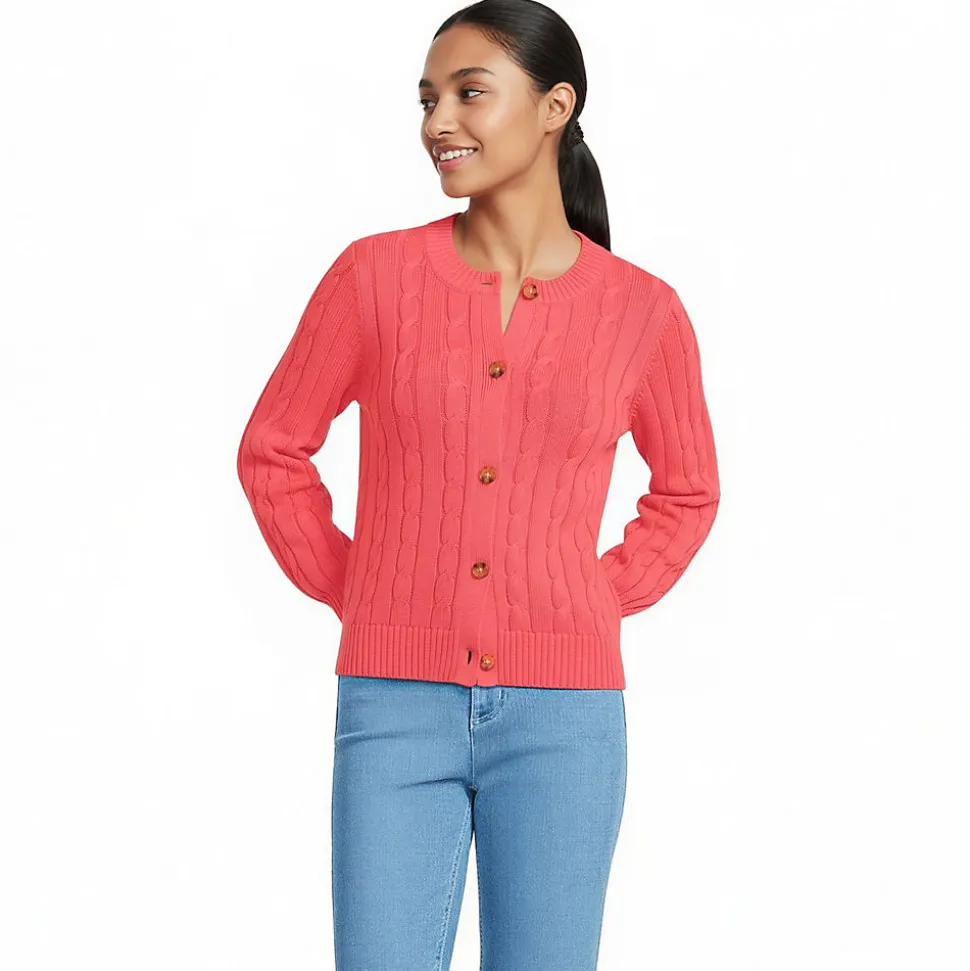 Zopfmuster-Cardigan DRIFTER mit Ballonärmeln für Damen